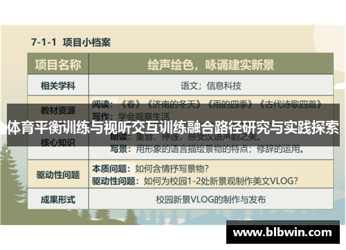 体育平衡训练与视听交互训练融合路径研究与实践探索